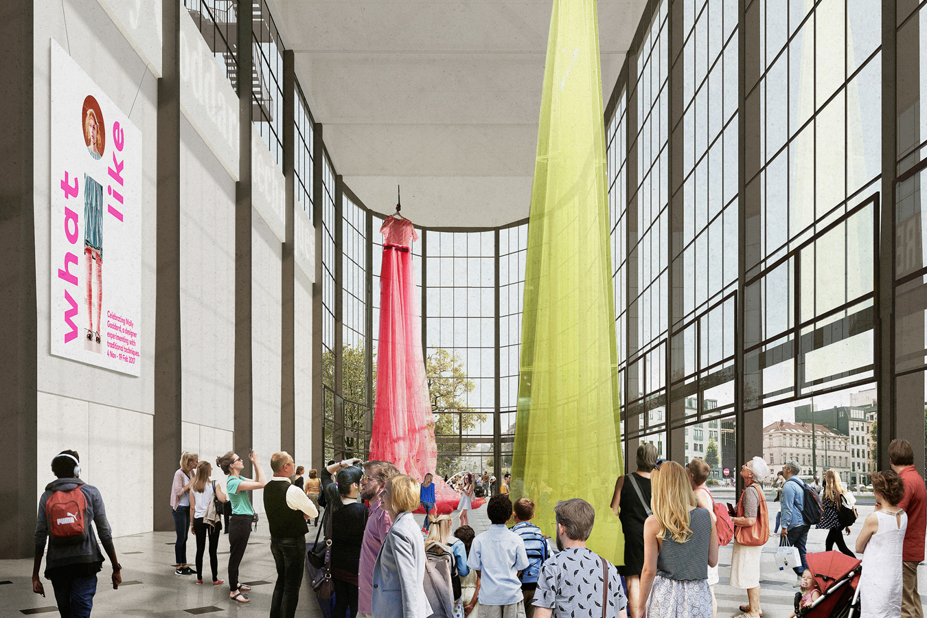 Un amplia calle interior atraviesa los 35.000 m2 del edificio Pompidou de Bruselas.
