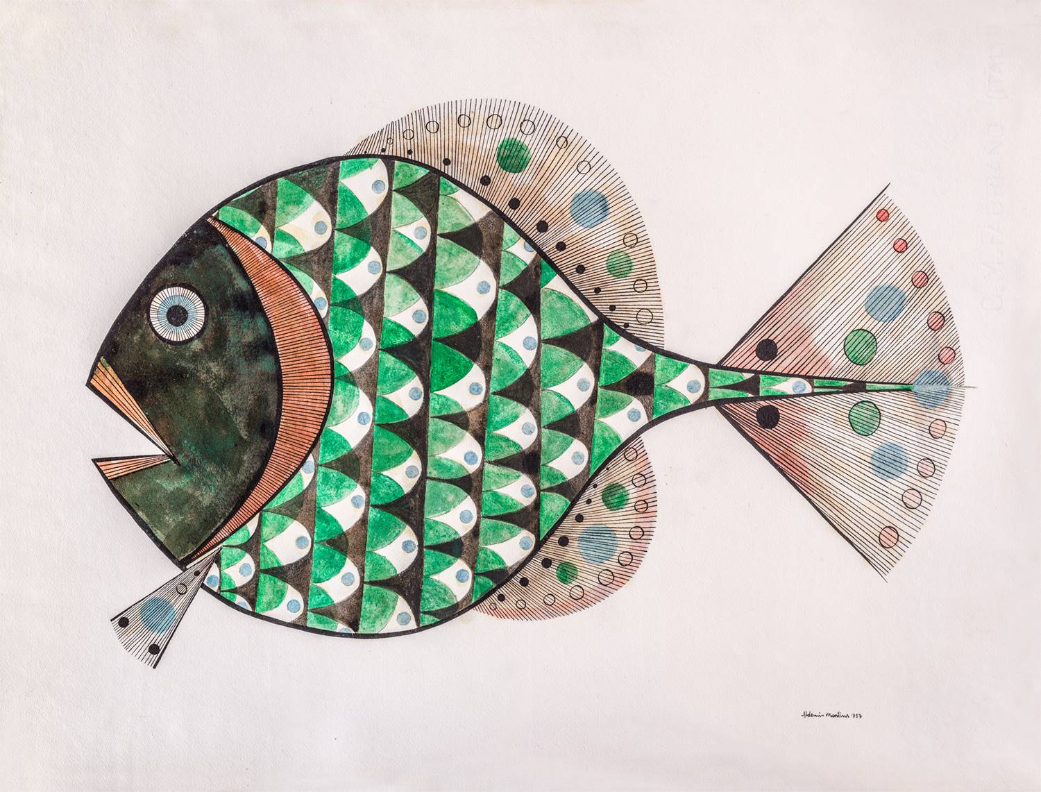 ‘Peixe’ (Pez) de Aldemir Martins, 1957. Pieza de la exposición “Lina Bo Bardi: Tupí or not tupí".