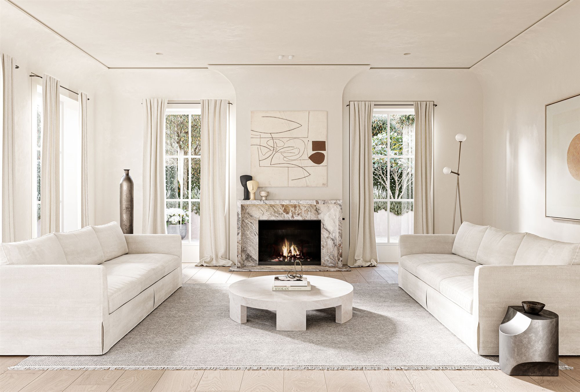 Salon de una casa en Los Angeles de color blanco