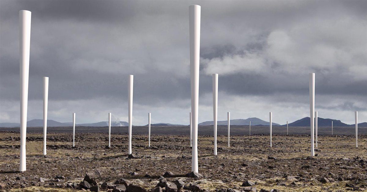 un aerogenerador que produce energía eólica sin aspas