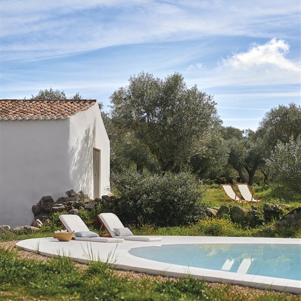 Casa moderna estilo rústico jardín con piscina