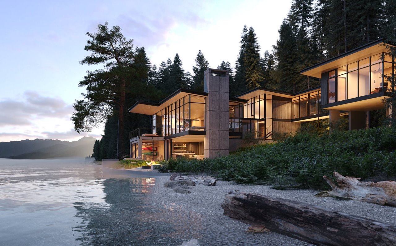 La casa, entre el agua y el bosque, es un proyecto de Eerkes Architects.