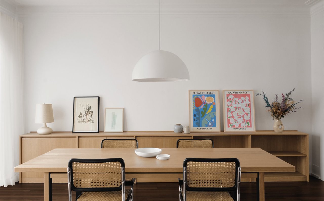 Comedor sillas Cesca madera y blanco minimalista