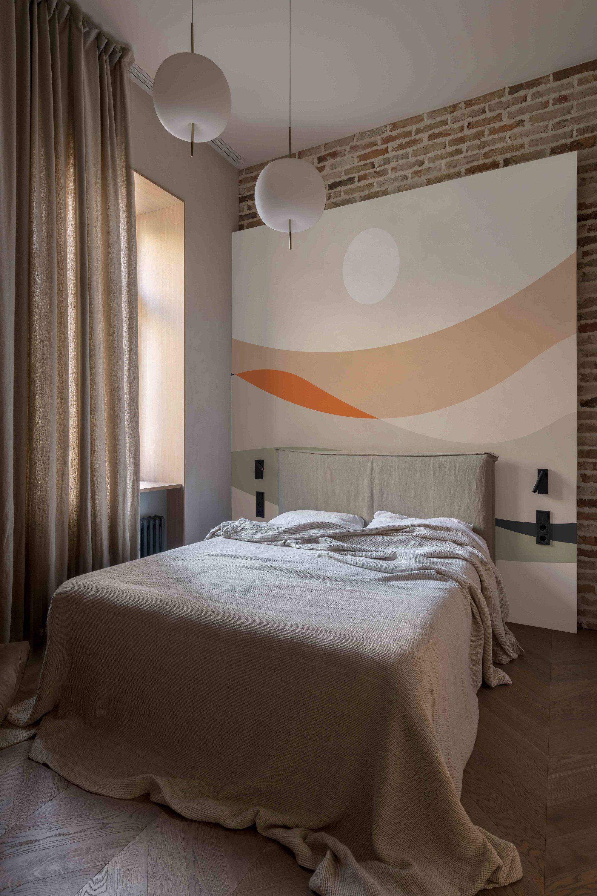 dormitorio con papel pintado abstracto Wellpapers
