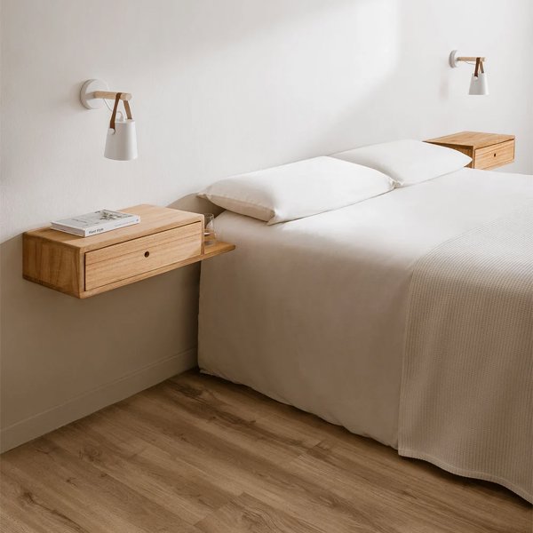 Por qué elegir mesitas flotantes para el dormitorio: más orden, versátiles y muy estilosas