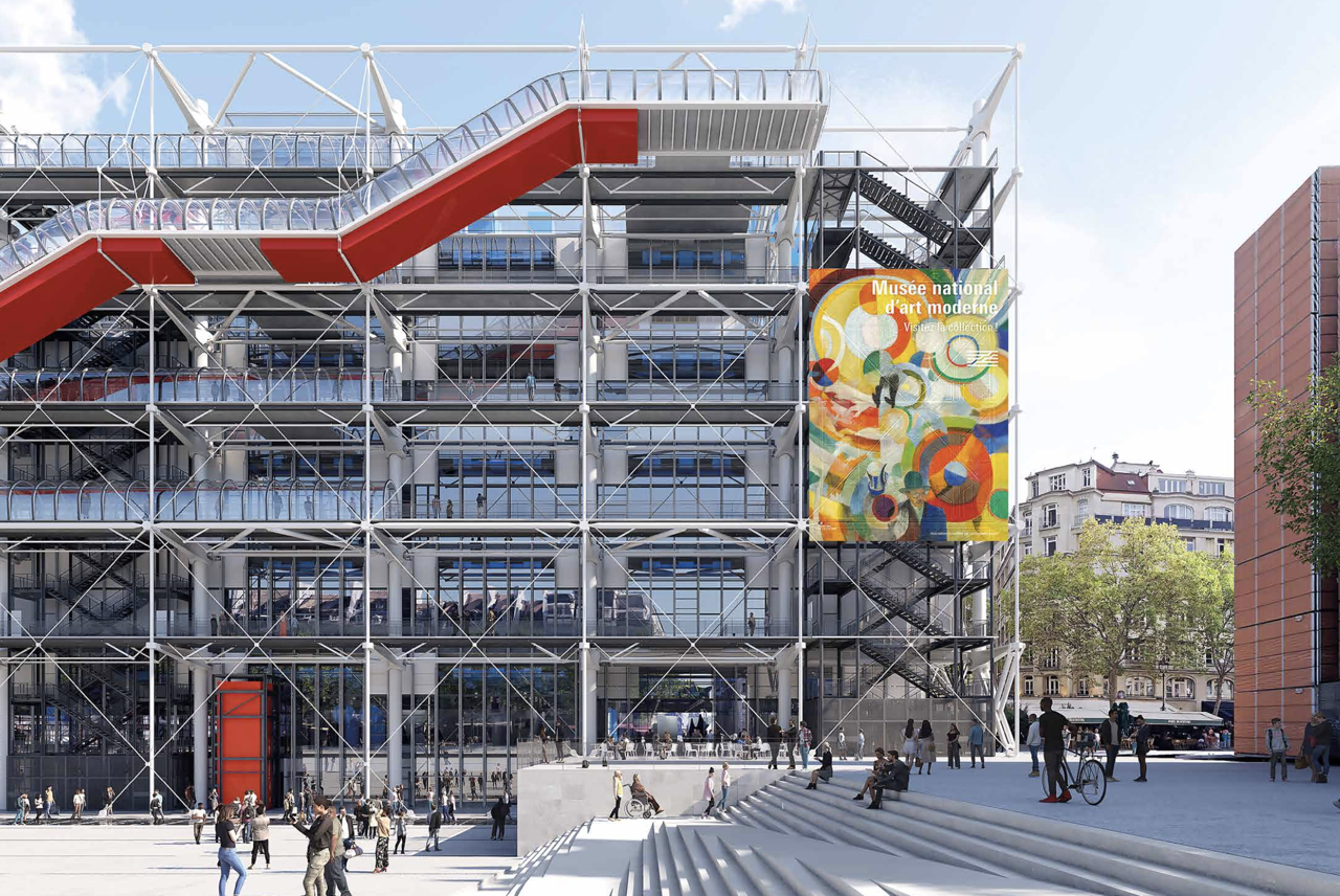 Render de la nueva plaza del Centro Pompidou.