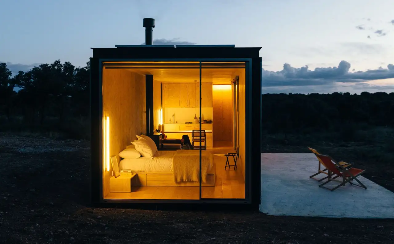 Exterior noche tiny home