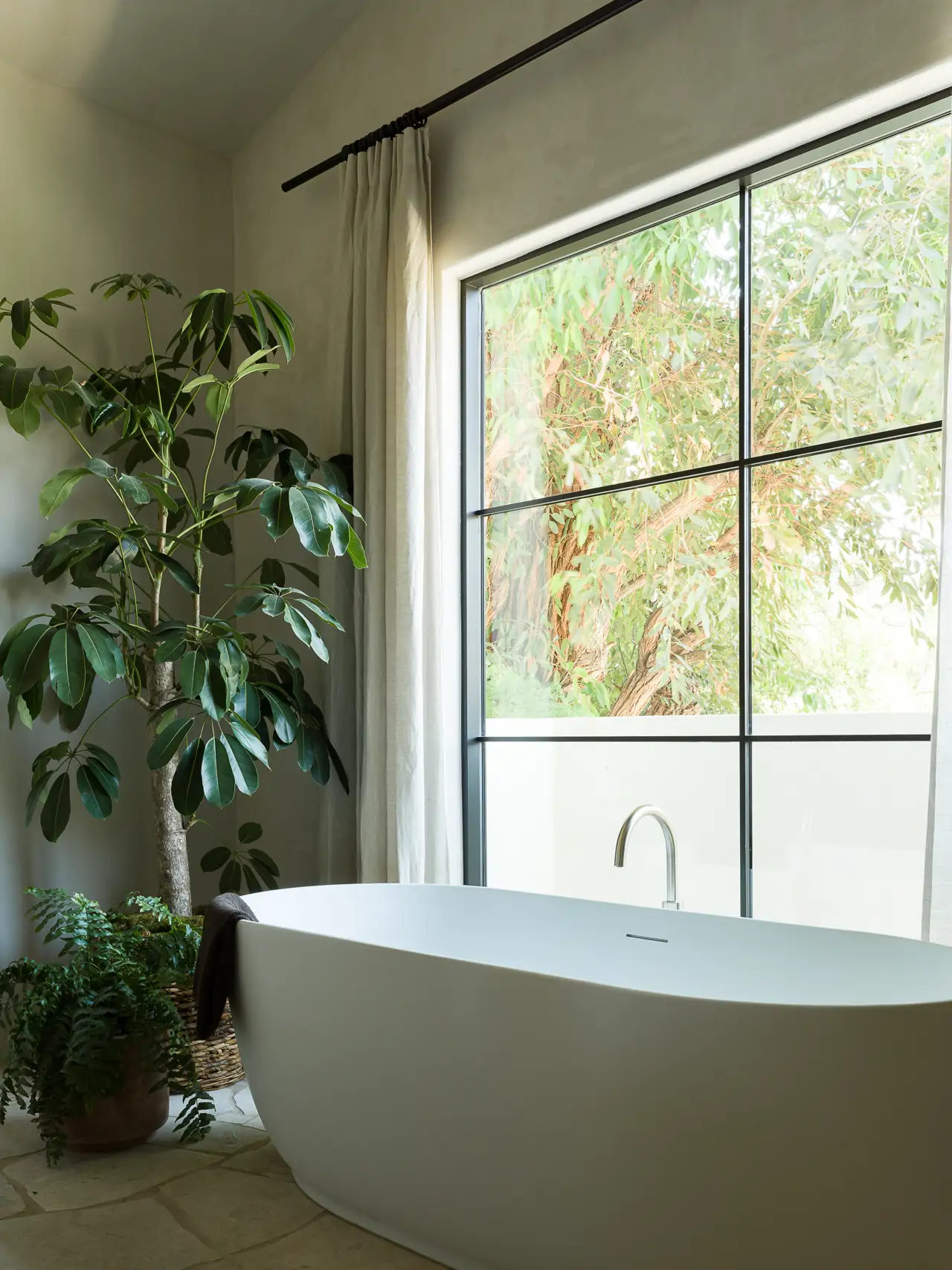 bañera con plantas cuarto de baño casa