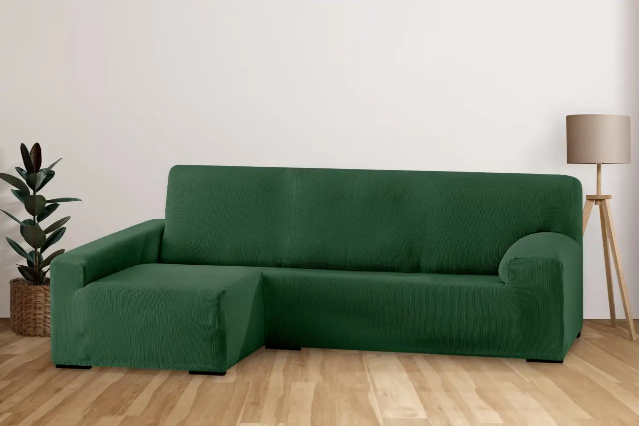 funda dSOFÁ VERDE MAISONS DU MONDEe sofa elastica adaptable verde chaise longue largo izquierda