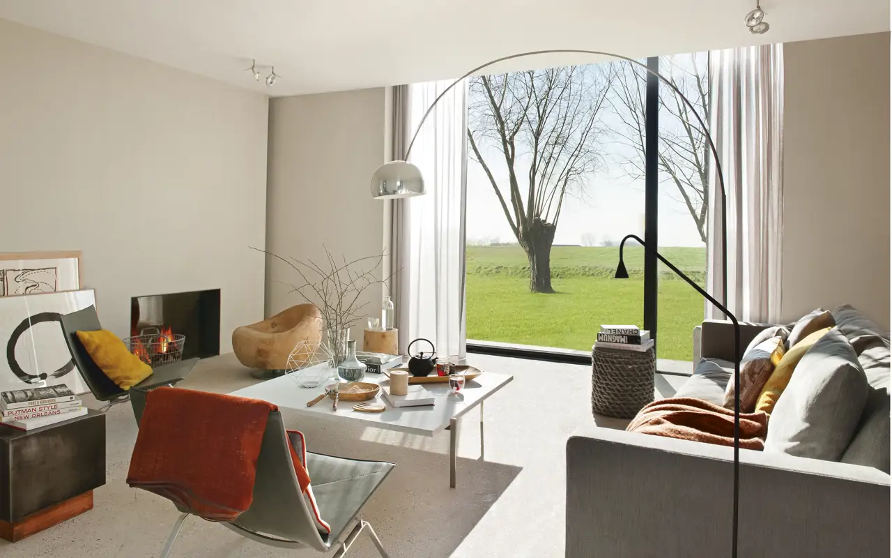 Salón con chimenea