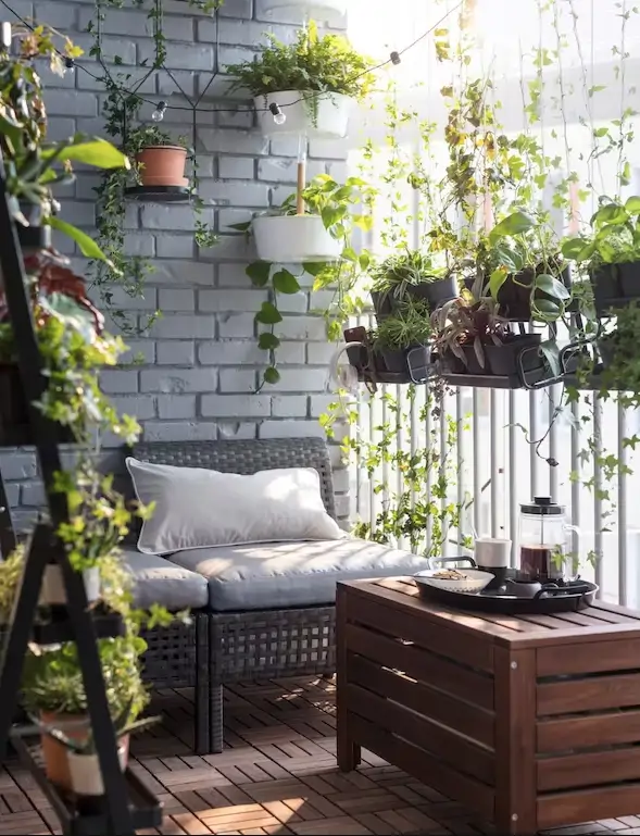 Colgar plantas en el balcón ayuda a convertirlo en un oasis verde