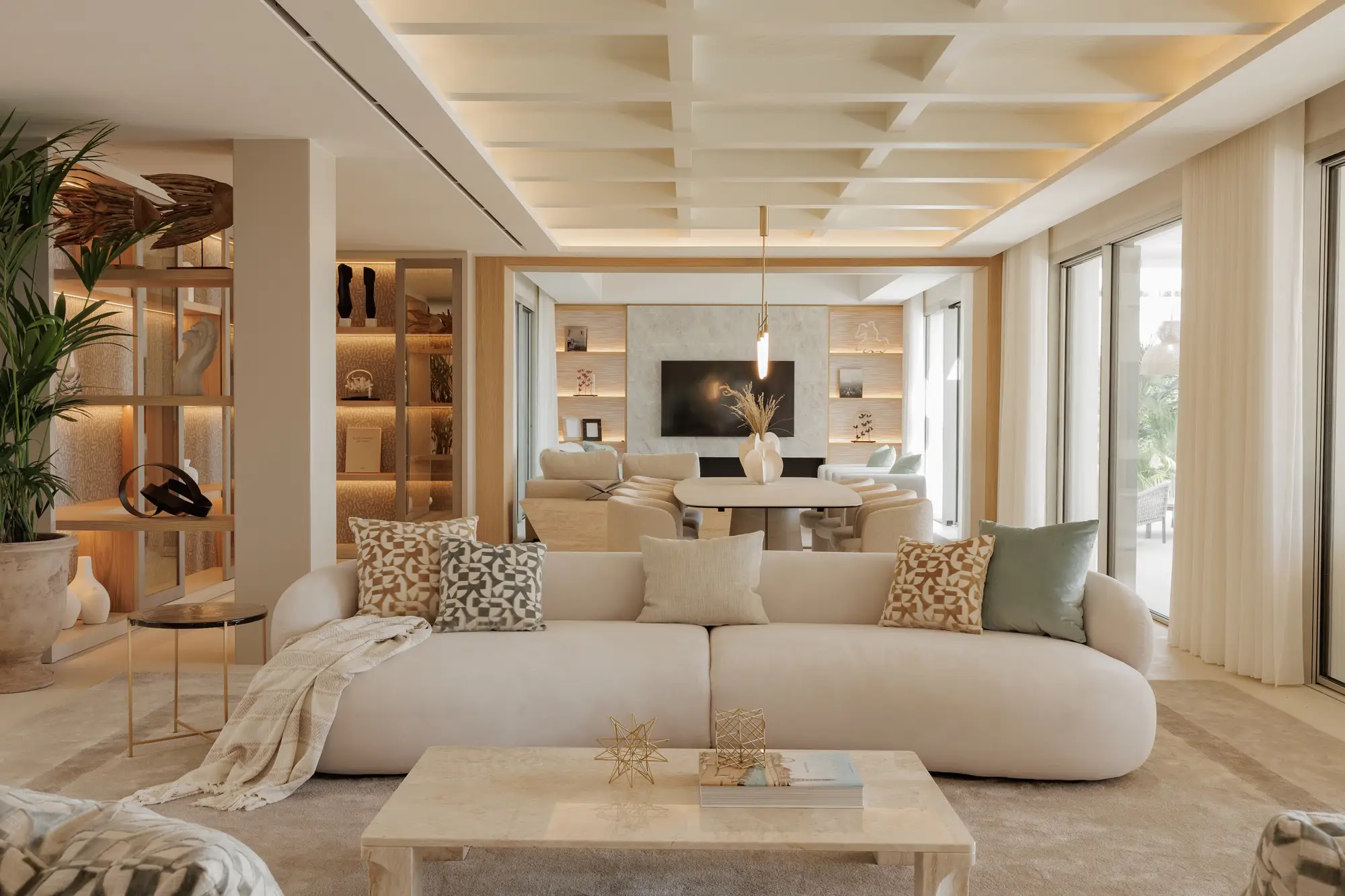 sofa blanco en curva