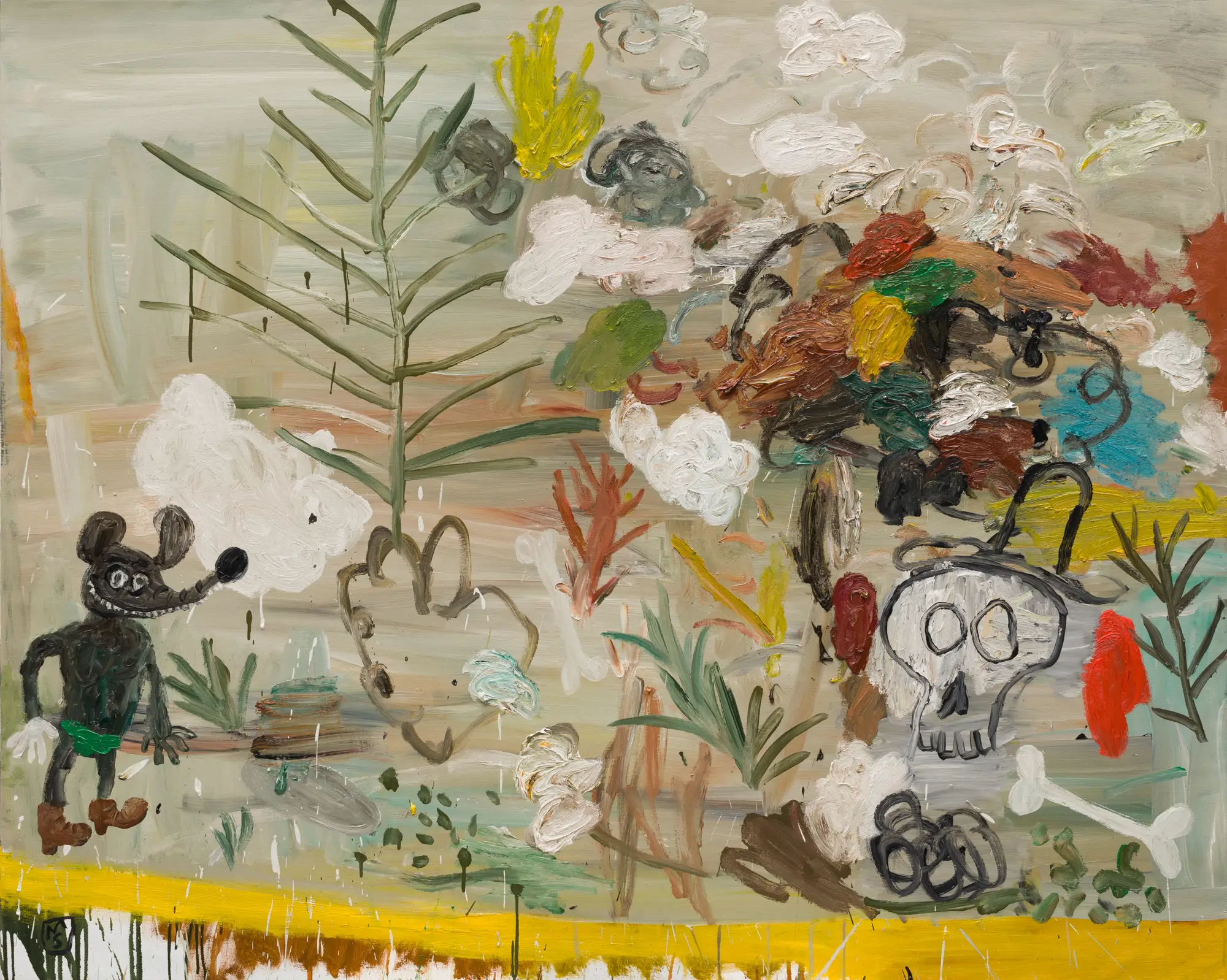 Los pintores. Todo el tiempo del mundo (2024), de Matías Sánchez. Óleo sobre lienzo. Medidas: 130 x 162 cm